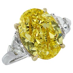 Vivid Diamonds GIA Certified 7.51 Carat Intense Yellow Diamond Ring