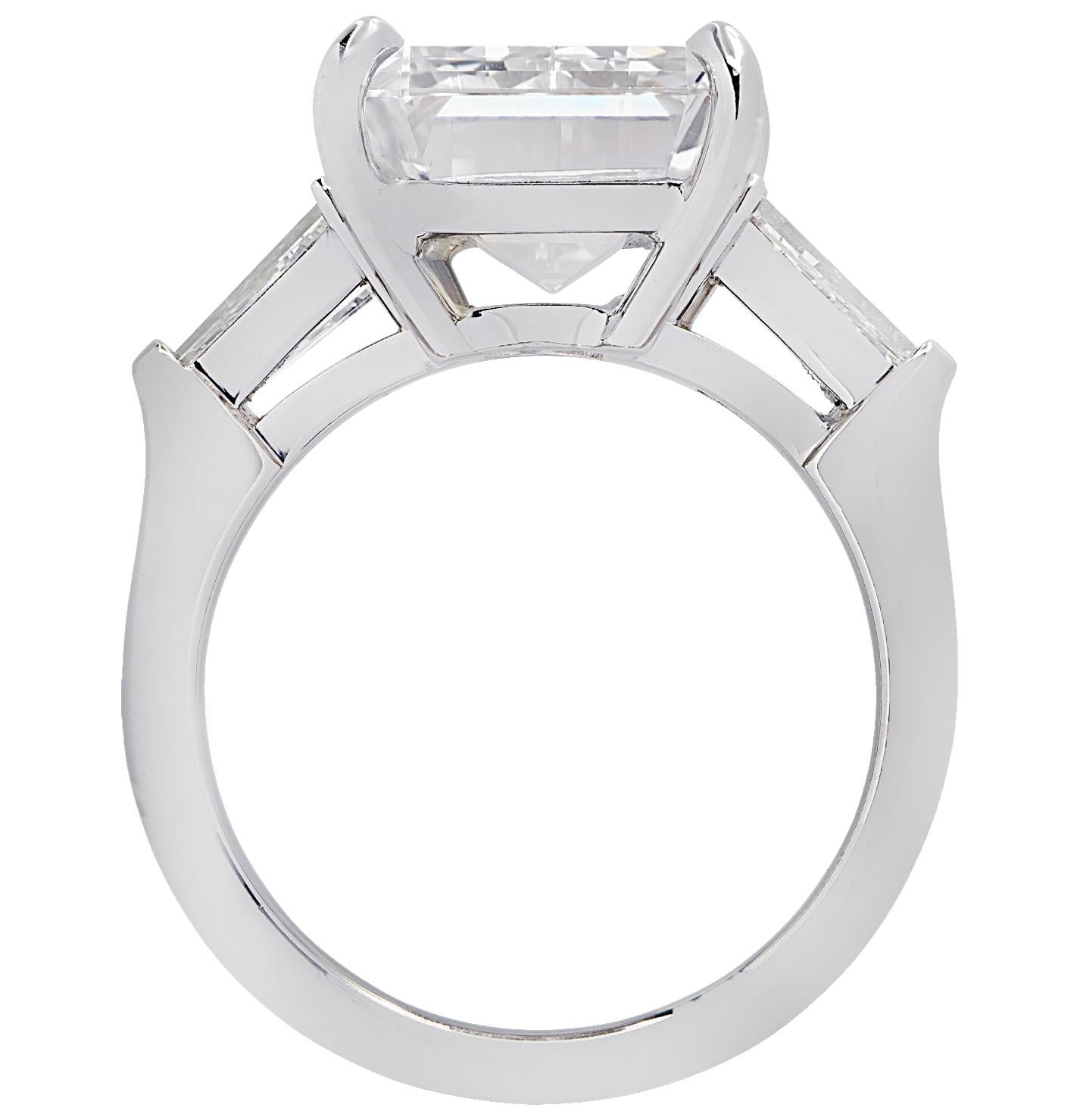 Modern Vivid Diamonds GIA Certified 7.59 Carat Emerald Cut Engagement Ring