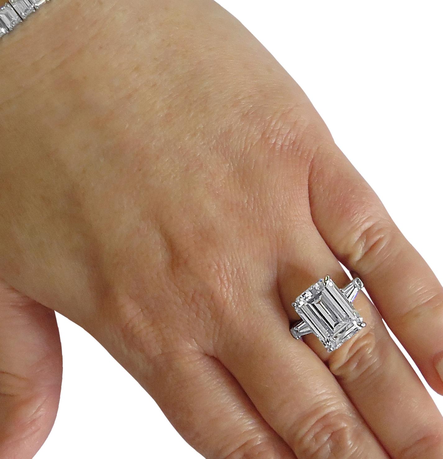 Vivid Diamonds GIA Certified 7.59 Carat Emerald Cut Engagement Ring In New Condition In Miami, FL