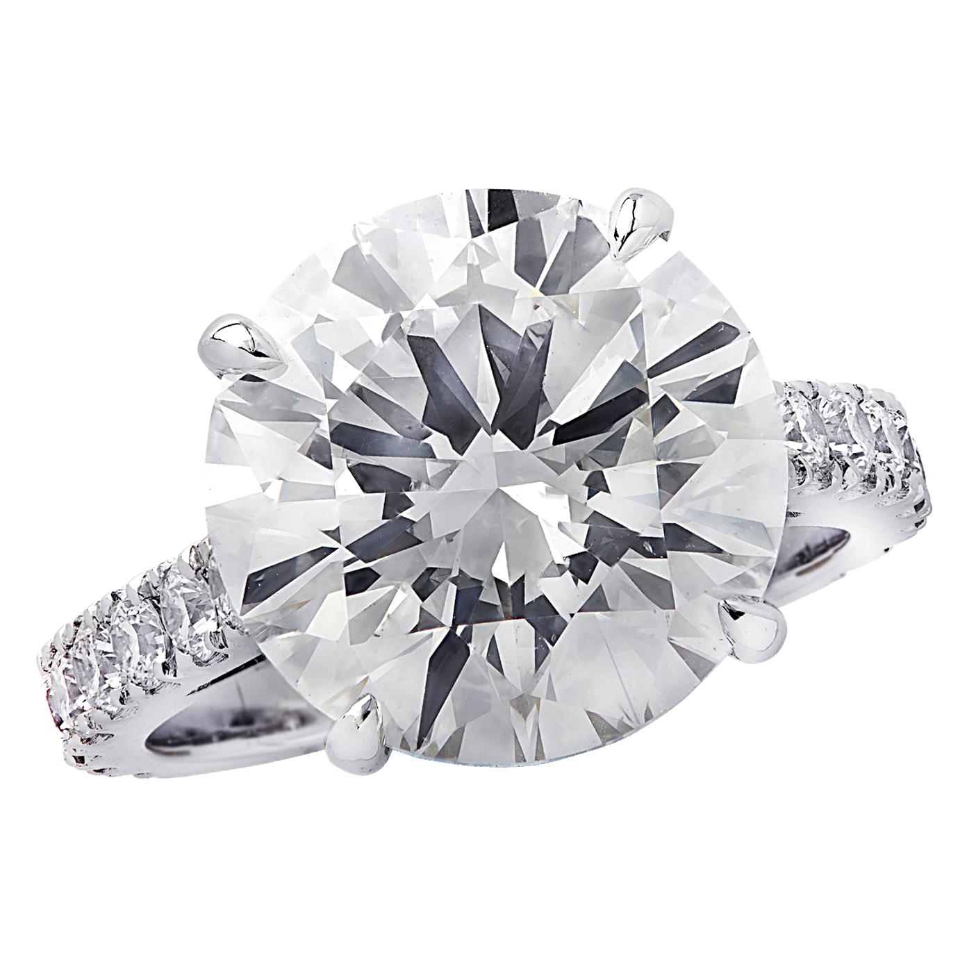 Vivid Diamonds GIA Certified 7.61 Carat Diamond Platinum Engagement Ring