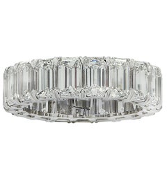 Vivid Diamonds GIA Certified 7.68 Carat Emerald Cut Diamond Wedding Band
