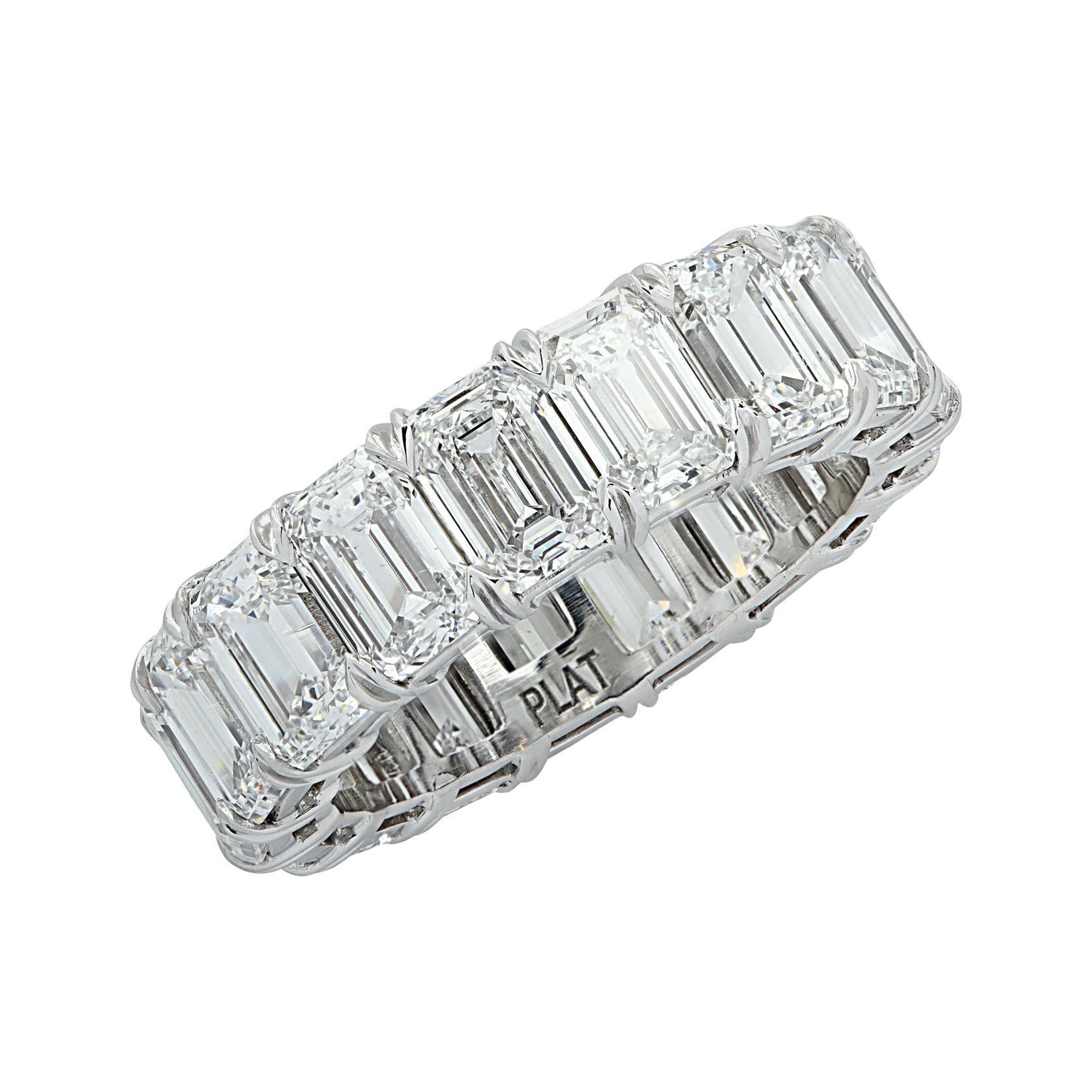 Vivid Diamonds GIA Certified 7.73 Carat Emerald Cut Diamond Eternity Band