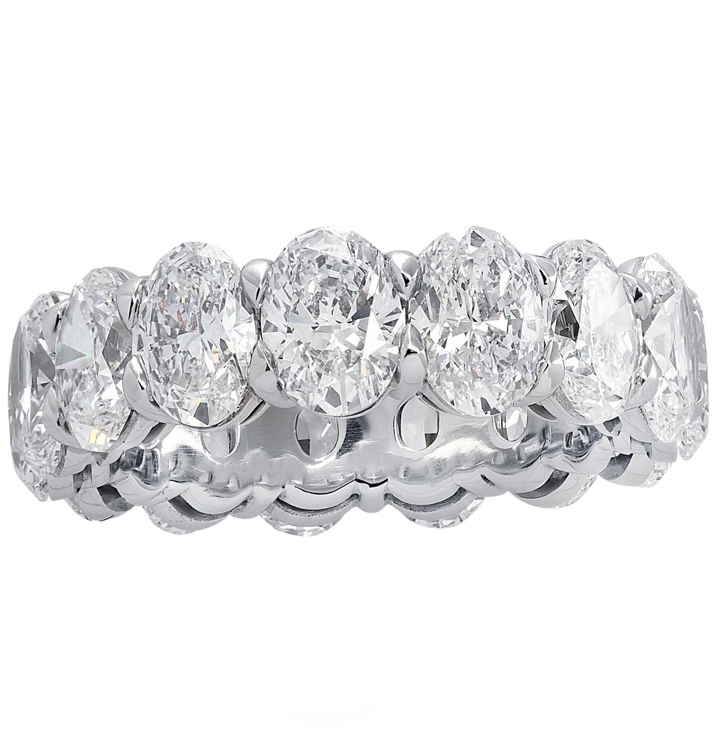 Oval Cut Vivid Diamonds GIA Certified 7.90 Carat Oval Eternity Band For Sale