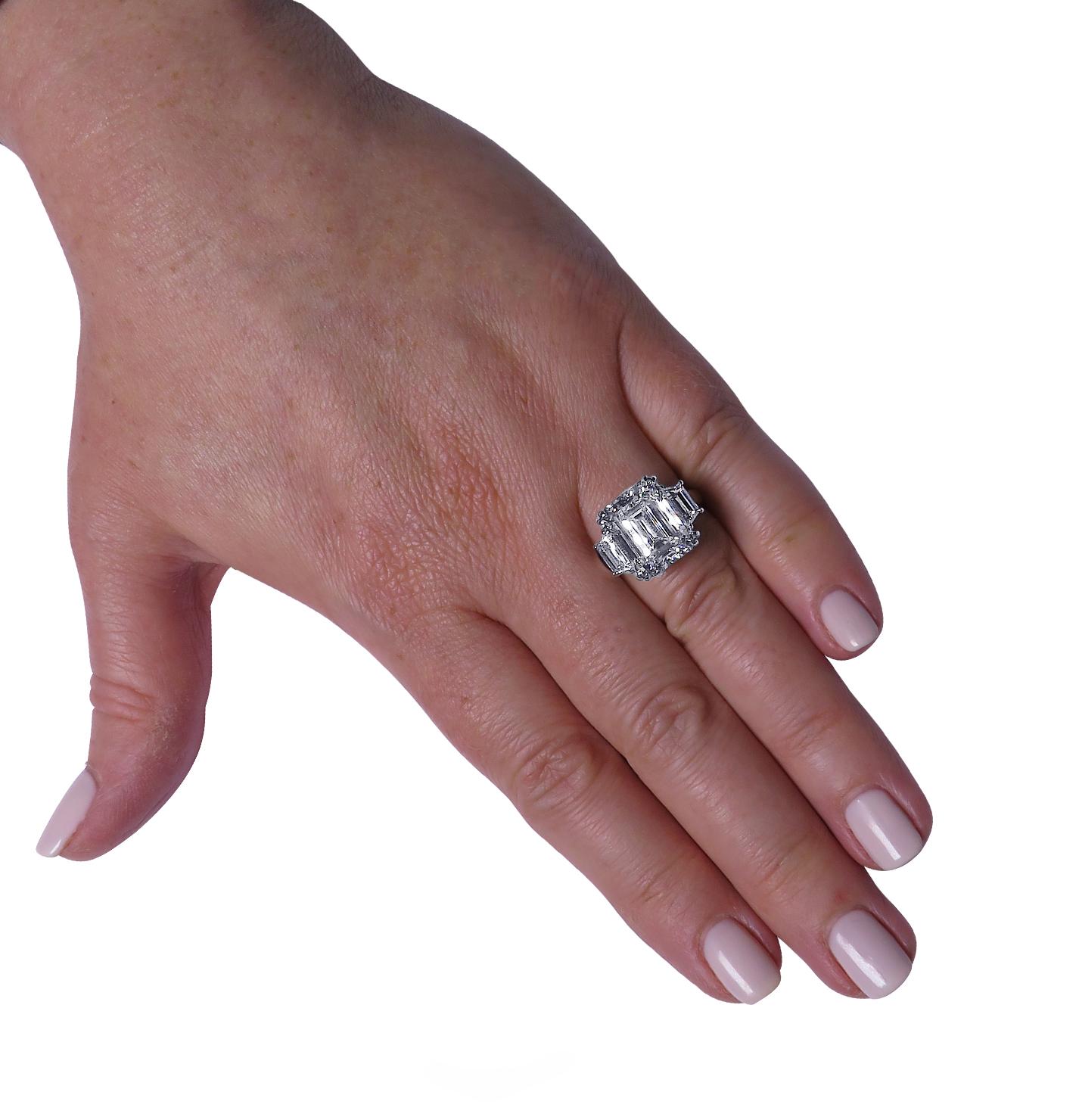 Modern Vivid Diamonds GIA Certified 8.57 Carat Emerald Cut Diamond Engagement Ring