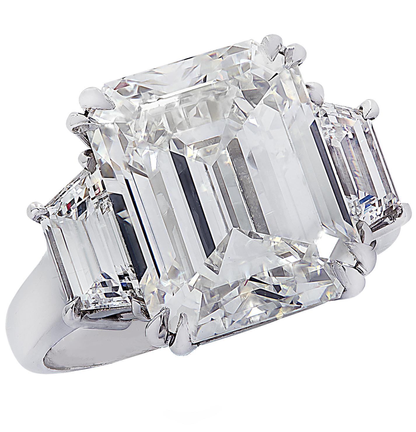 Women's Vivid Diamonds GIA Certified 8.57 Carat Emerald Cut Diamond Engagement Ring