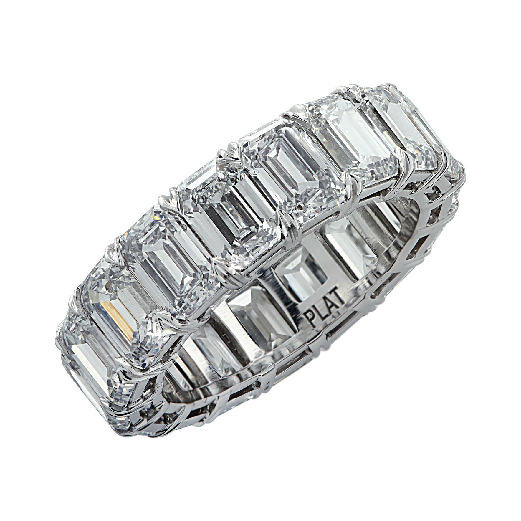 Vivid Diamonds GIA Certified 8.63 Carat Emerald Cut Diamond Eternity Band