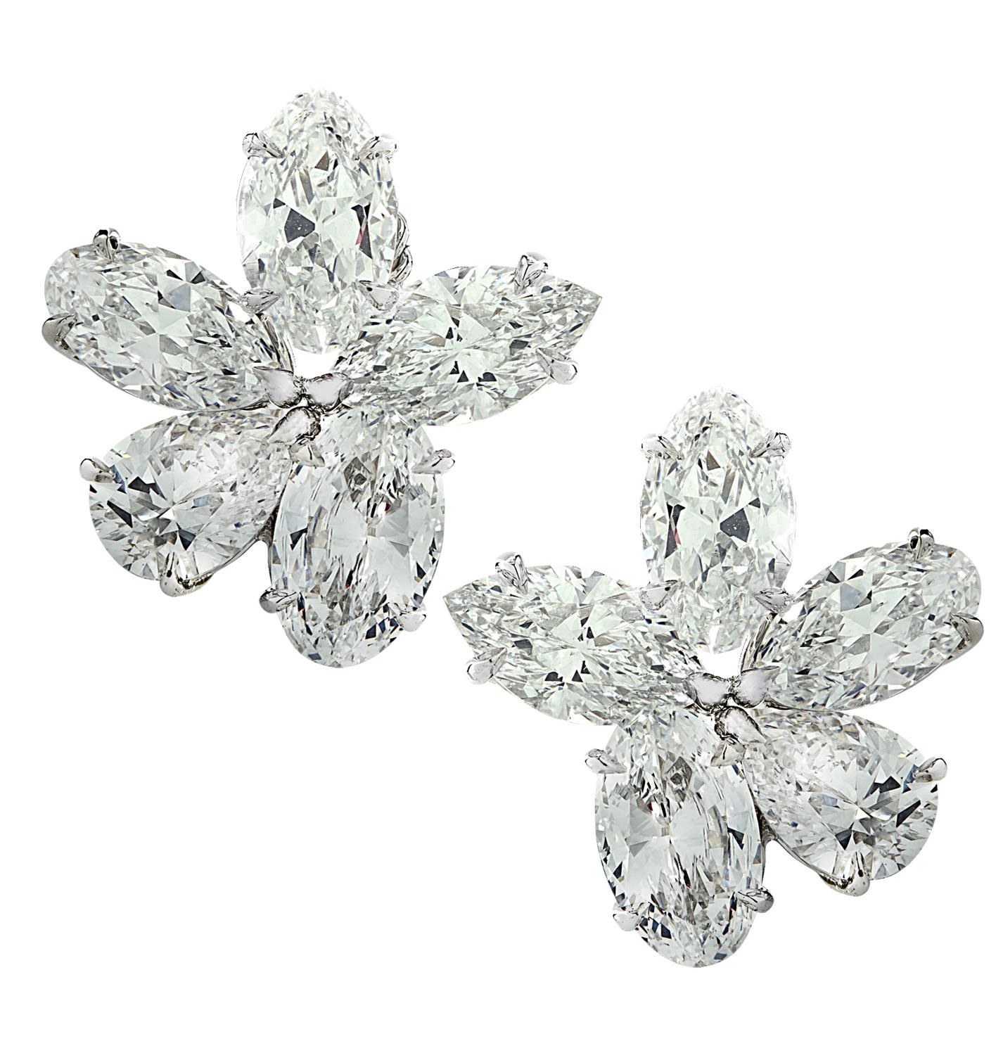 Women's  Vivid Diamonds GIA Certified 9.91 Carat Diamond Flower Cluster Earrings For Sale
