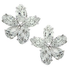 Vivid Diamonds GIA Certified 9.91 Carat Diamond Flower Cluster Earrings
