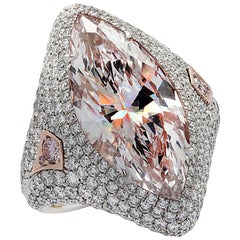 Vivid Diamonds GIA Certified 9.97 Carat Pink Marquise Cut Diamond Ring