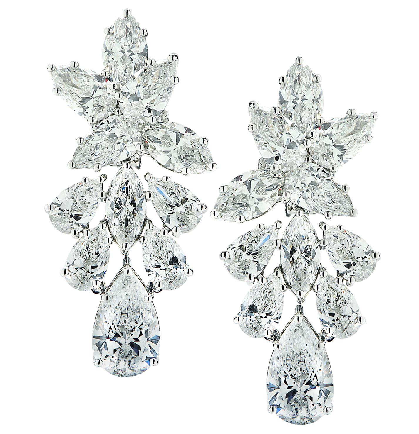 Taille poire Vivid Diamonds - Boucle d'oreille avec diamants certifis GIA en vente