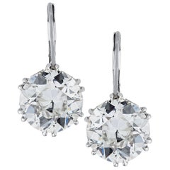 Vivid Diamonds Handmade 7.83 Carat Old European Cut Diamond Dangle Earrings