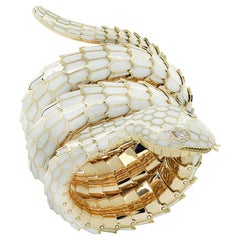 Vivid Diamonds Italian Diamond & Enamel Triple Wrap Snake Bracelet 