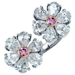 Vivid Diamonds Pink and White Diamond Platinum Bypass Ring