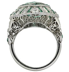 Vivid Diamonds Platinum 5.35 Carat Colombian Emerald and Diamond Cocktail Ring