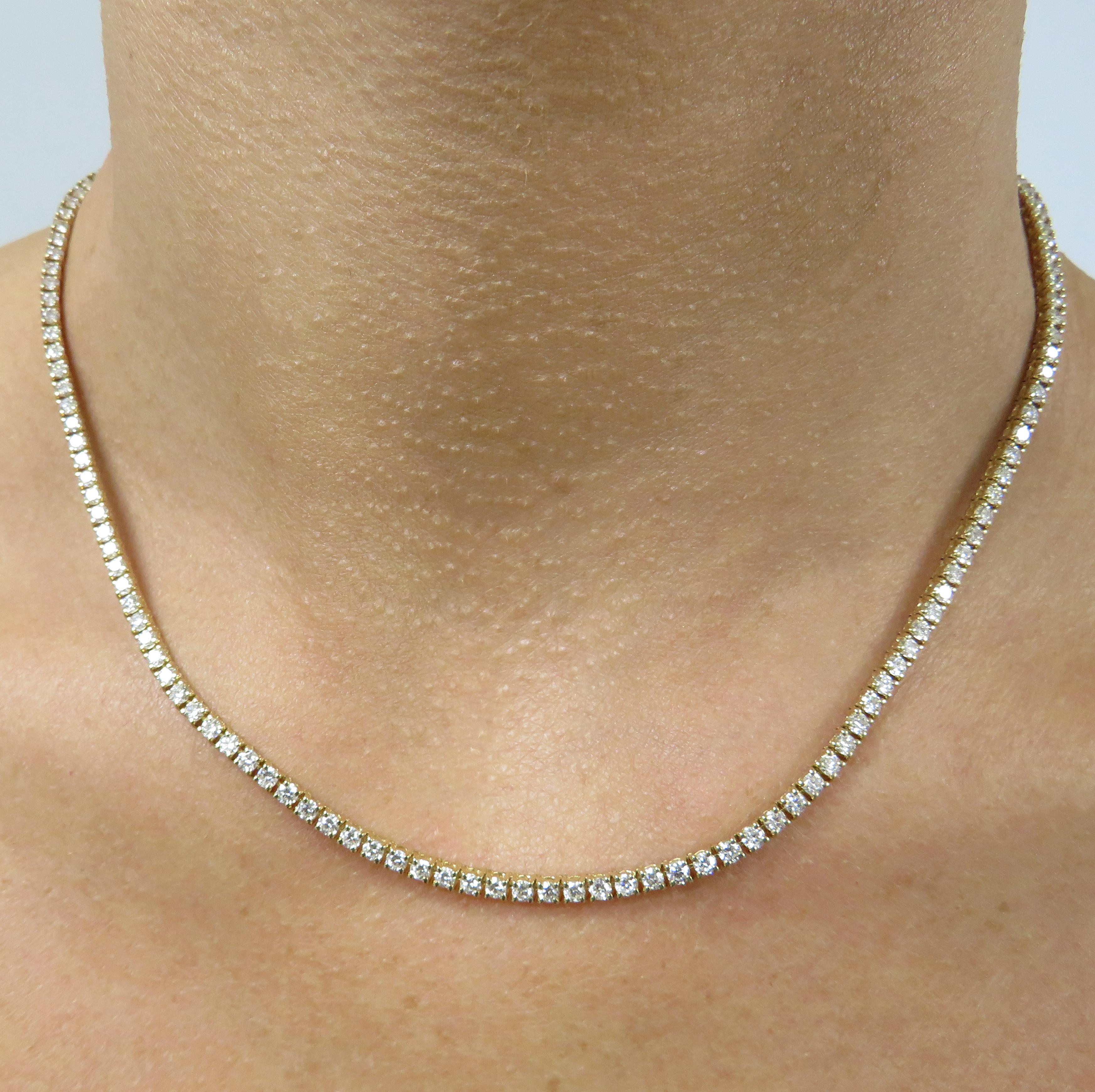 Women's Vivid Diamonds Straight Line 3.59 Carat Diamond Tennis Necklace
