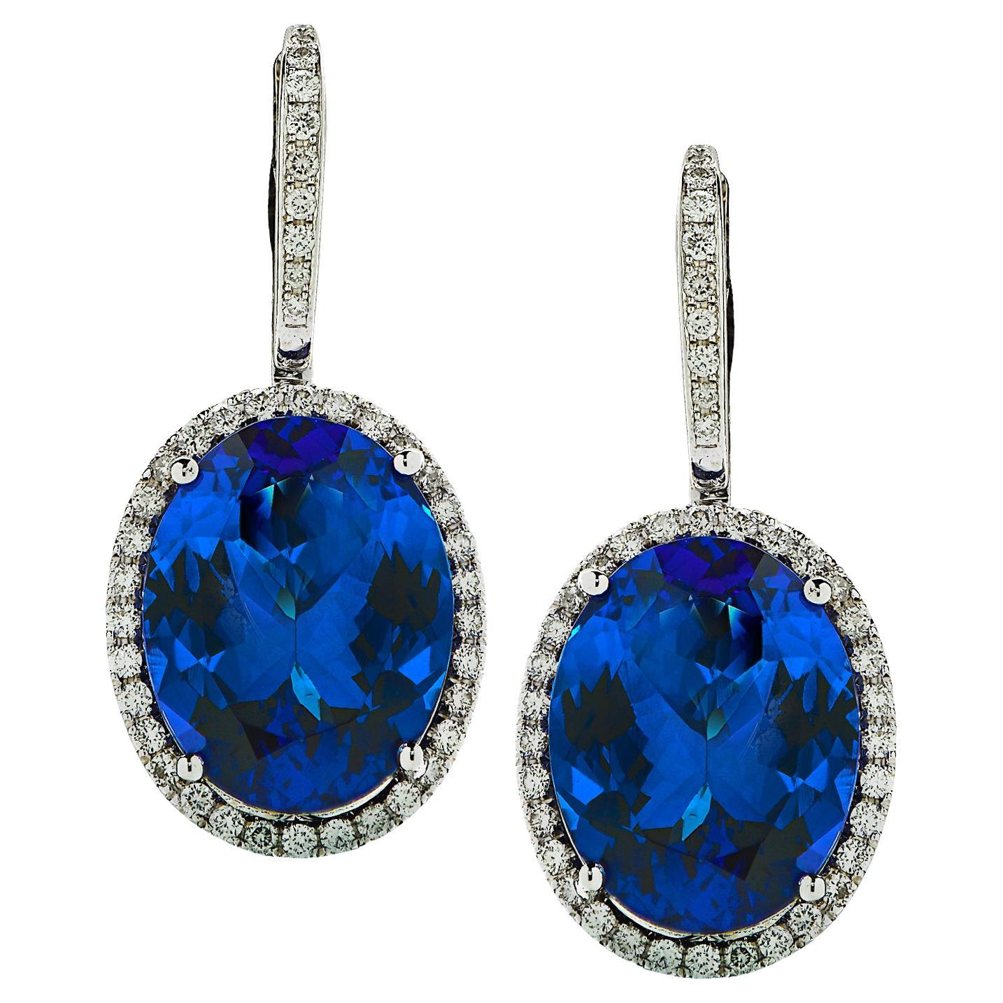 Vivid Diamonds Tanzanite and Diamond Dangle Earrings