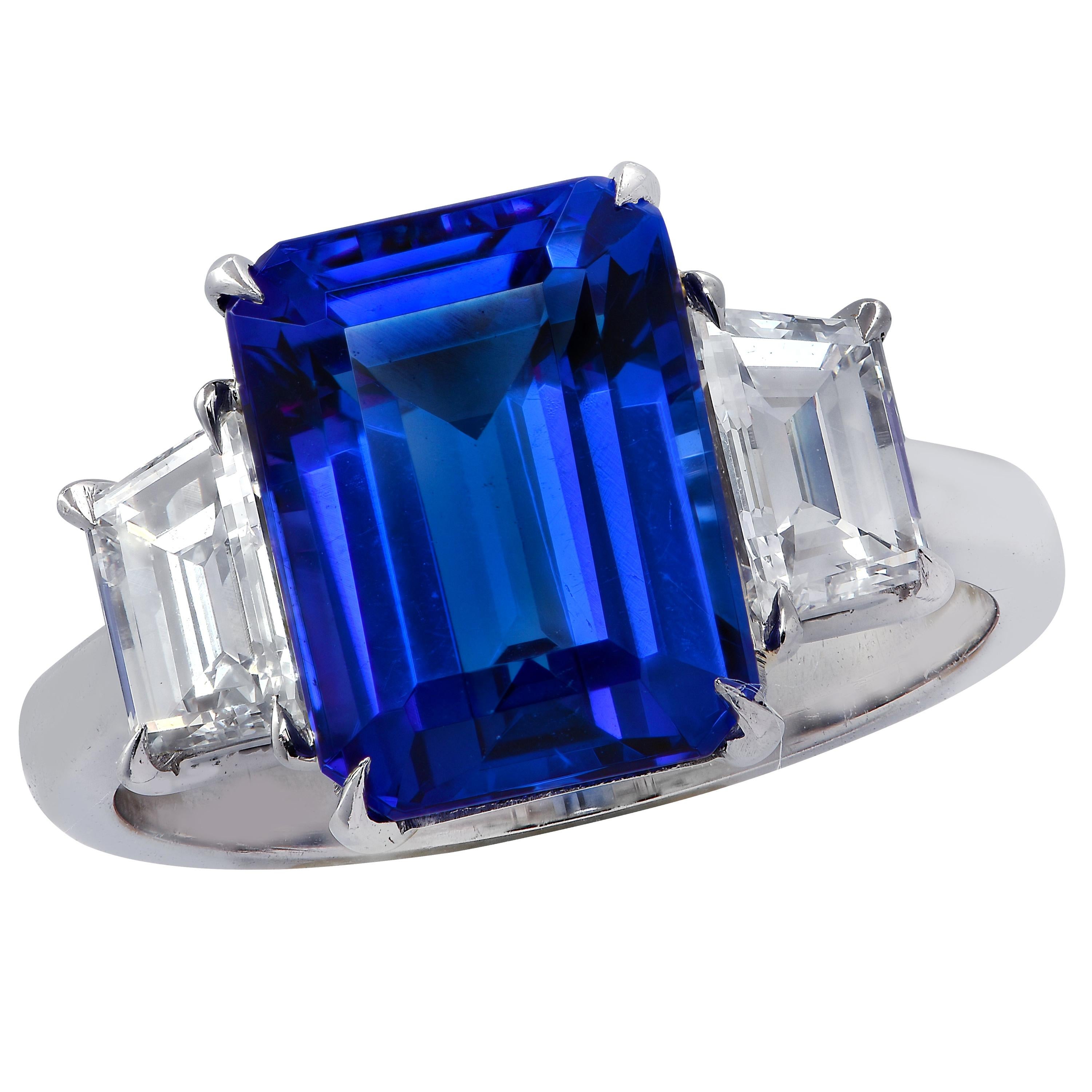 Vivid Diamonds Tanzanite and Diamond Three-Stone Ring