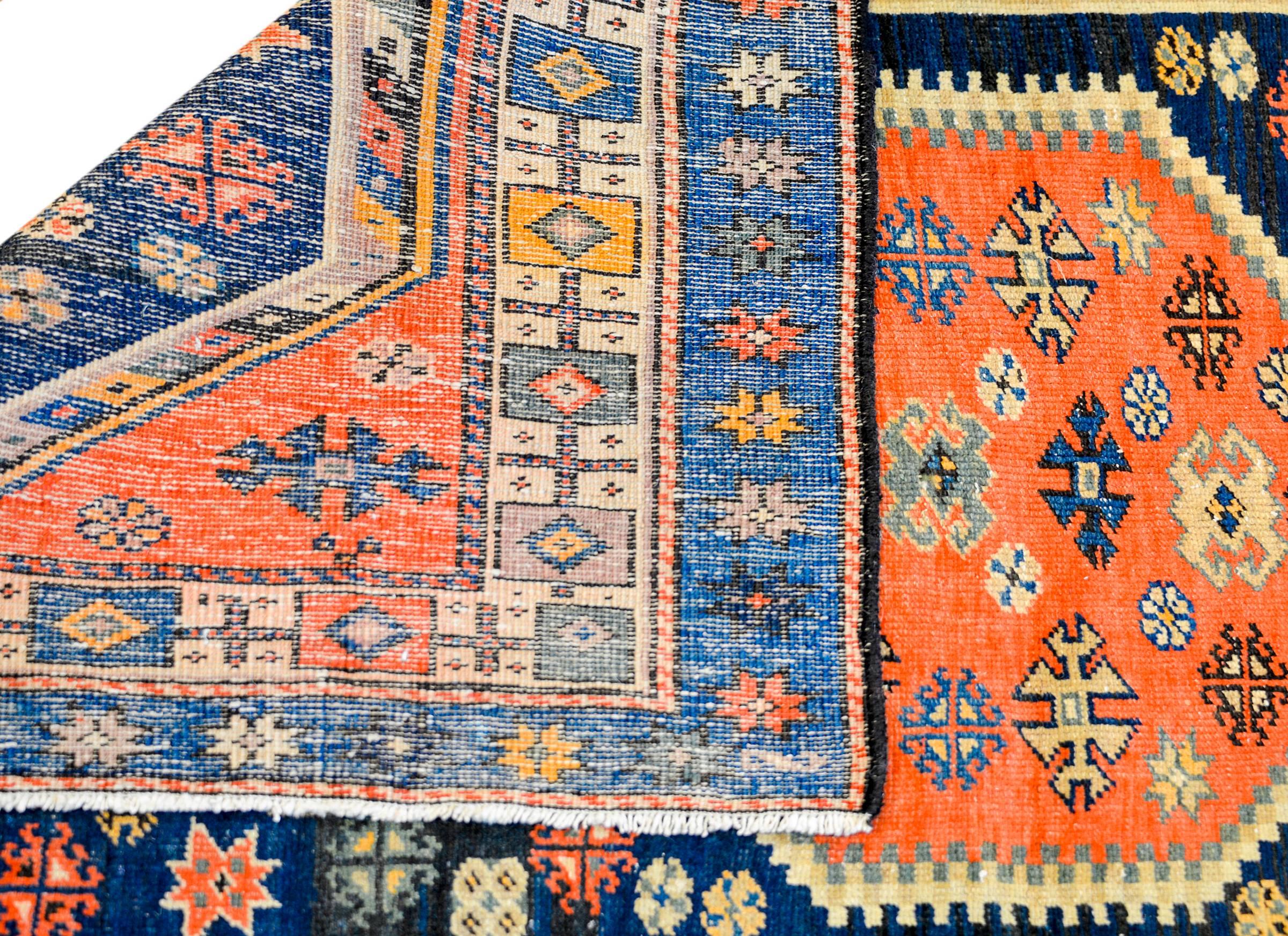 Vegetable Dyed Vivid Early 20th Century Azeri Rug For Sale
