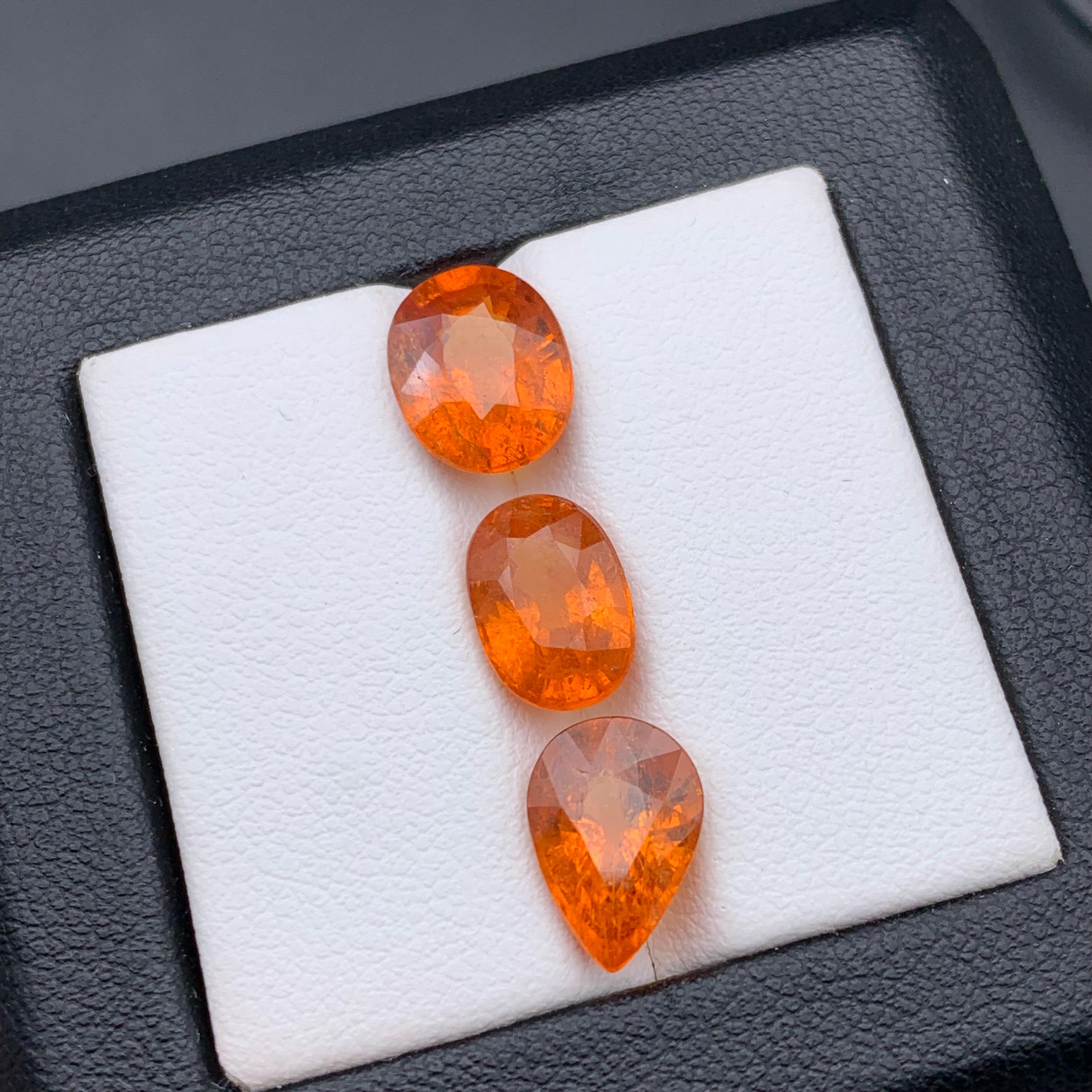 Espesartita natural de color naranja fanta vivo/Granate mandarín 10,40Ct-Joya en venta 7