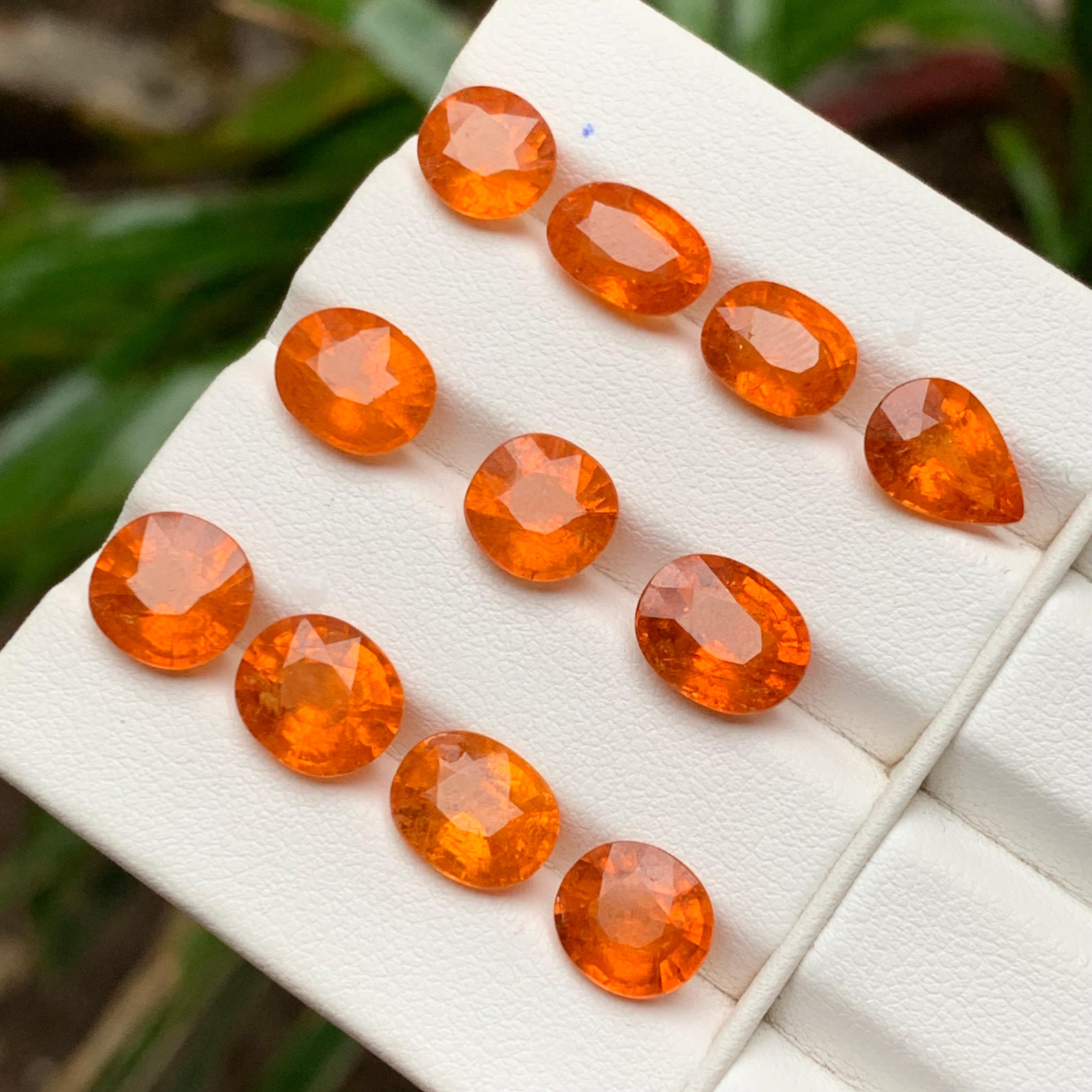 Espesartita natural de color naranja fanta vivo/Granate mandarín 36.10Ct-Joya en venta 5