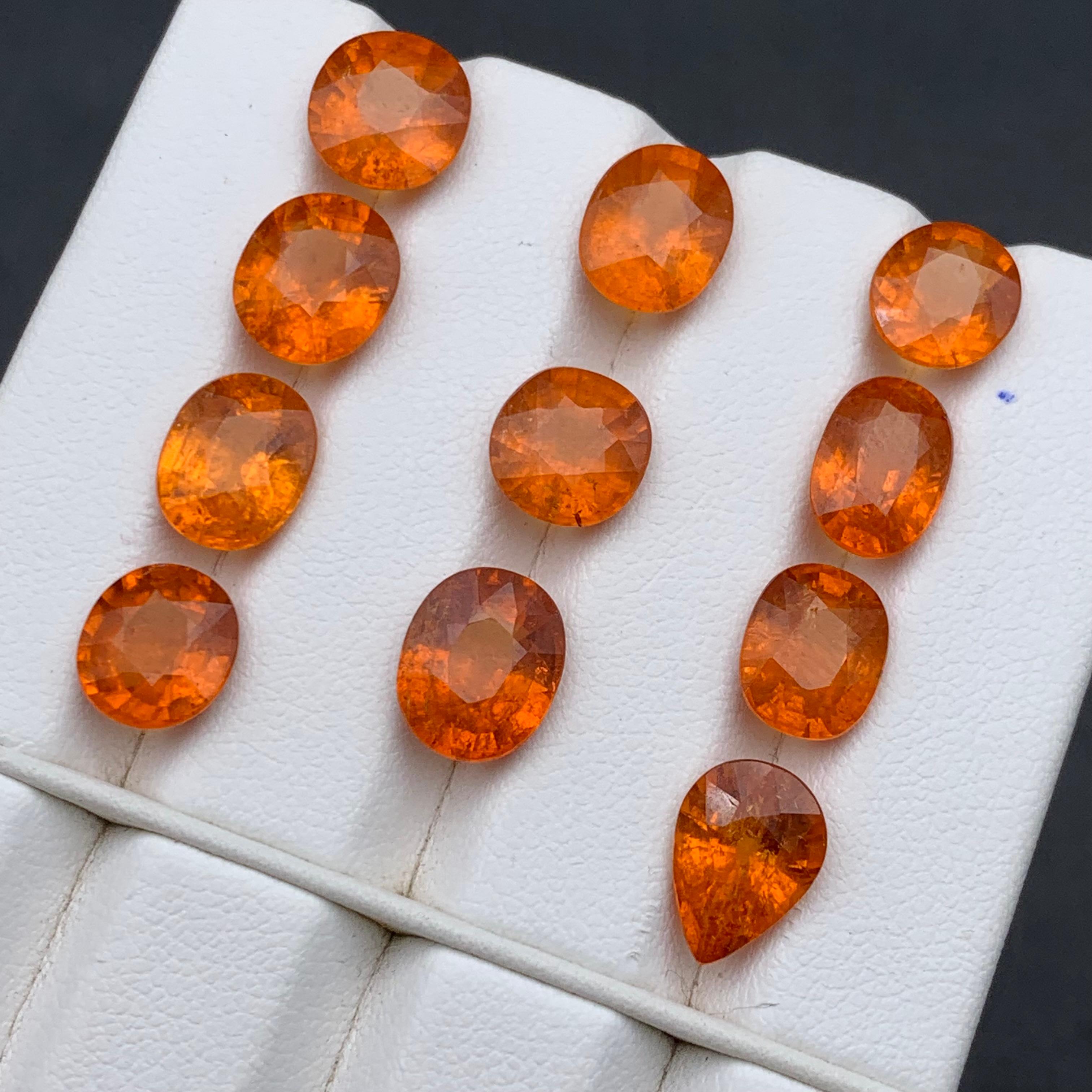 Espesartita natural de color naranja fanta vivo/Granate mandarín 36.10Ct-Joya en venta 6