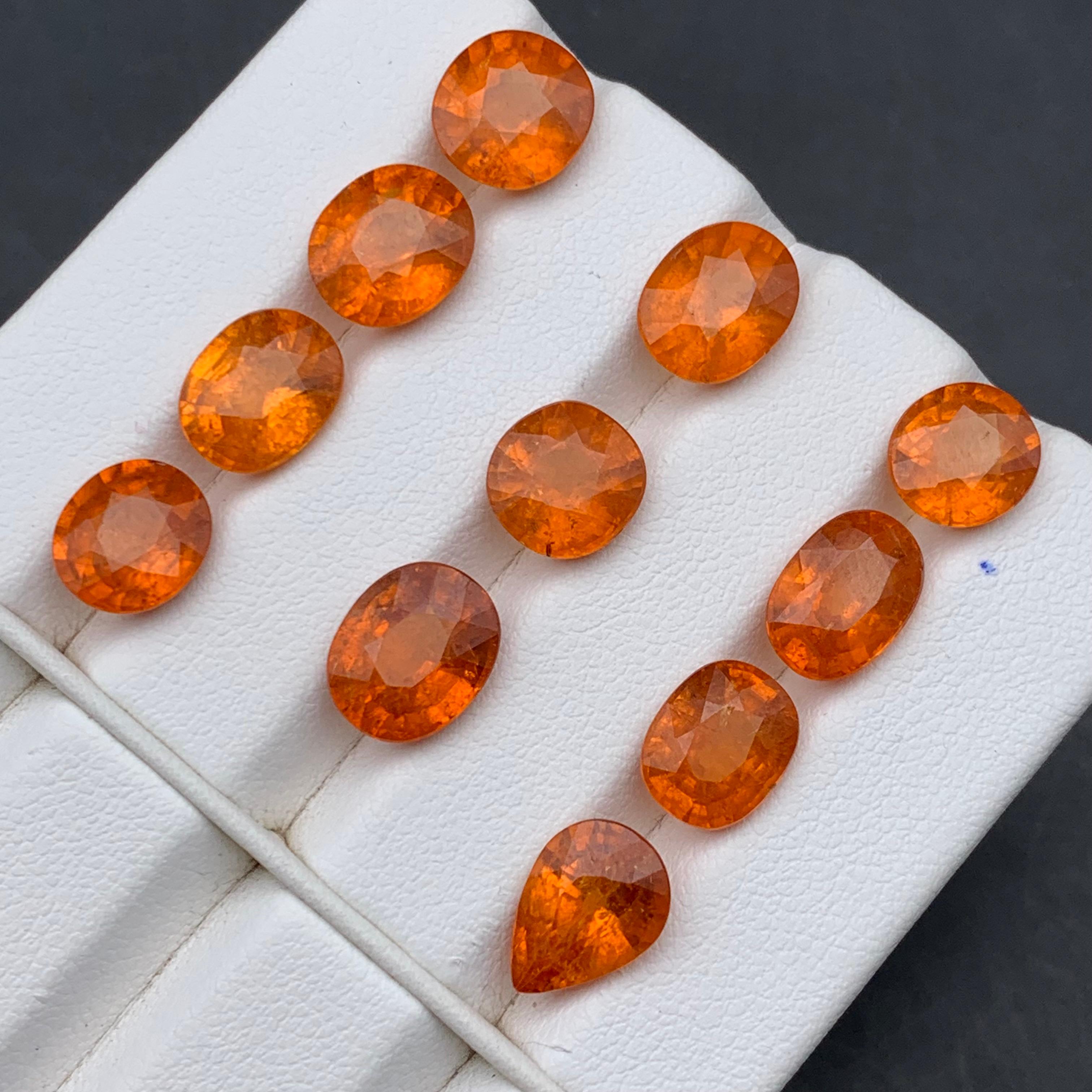 Espesartita natural de color naranja fanta vivo/Granate mandarín 36.10Ct-Joya en venta 7