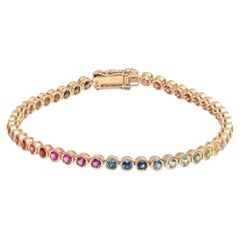 Vivid Gemstone 14K Yellow Gold Spectrum Tennis Bracelet