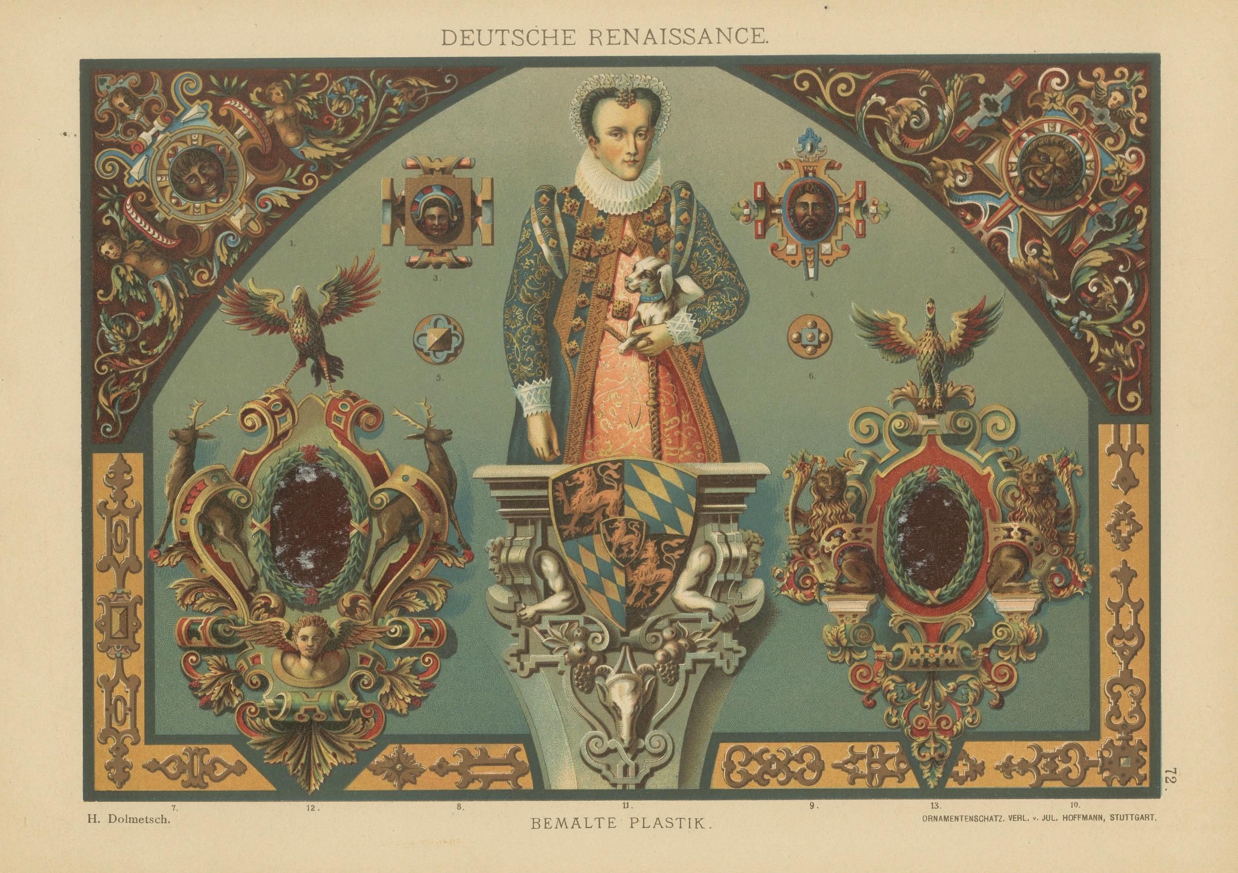 Vivid German Renaissance Art: Painted Sculpture and Heraldry, Published in 1887 For Sale 3