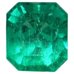 Vivid Glowing Green 1.96 Carat Emerald Cut Muzo Colombian Emerald Gem - May
