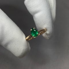 Vivid Green 0.56 Carat Colombian Emerald Pear Teardrop Cut Gold Solitaire Ring