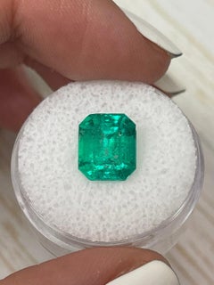 Vivid Green 4.26 Carat Emerald Cut Colombian Emerald Gem - May Birthstone