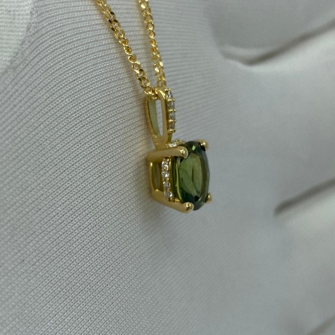 Anhänger, natürlicher VIVID Green Australia Saphir 18k Gelbgold Ovalschliff Diamant für Damen oder Herren