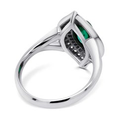 Vivid Green Cabochon Cut Russian Emerald 18K Gold Ring