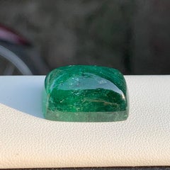 Vivid Green Color Long Tourmaline Cabochon Gemstone for Pendant Jewelry 21mm