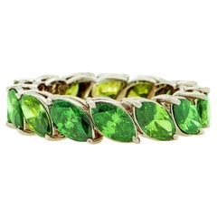 Vivid Green Diamond Eternity Ring 5 Carats Total 18K Gold