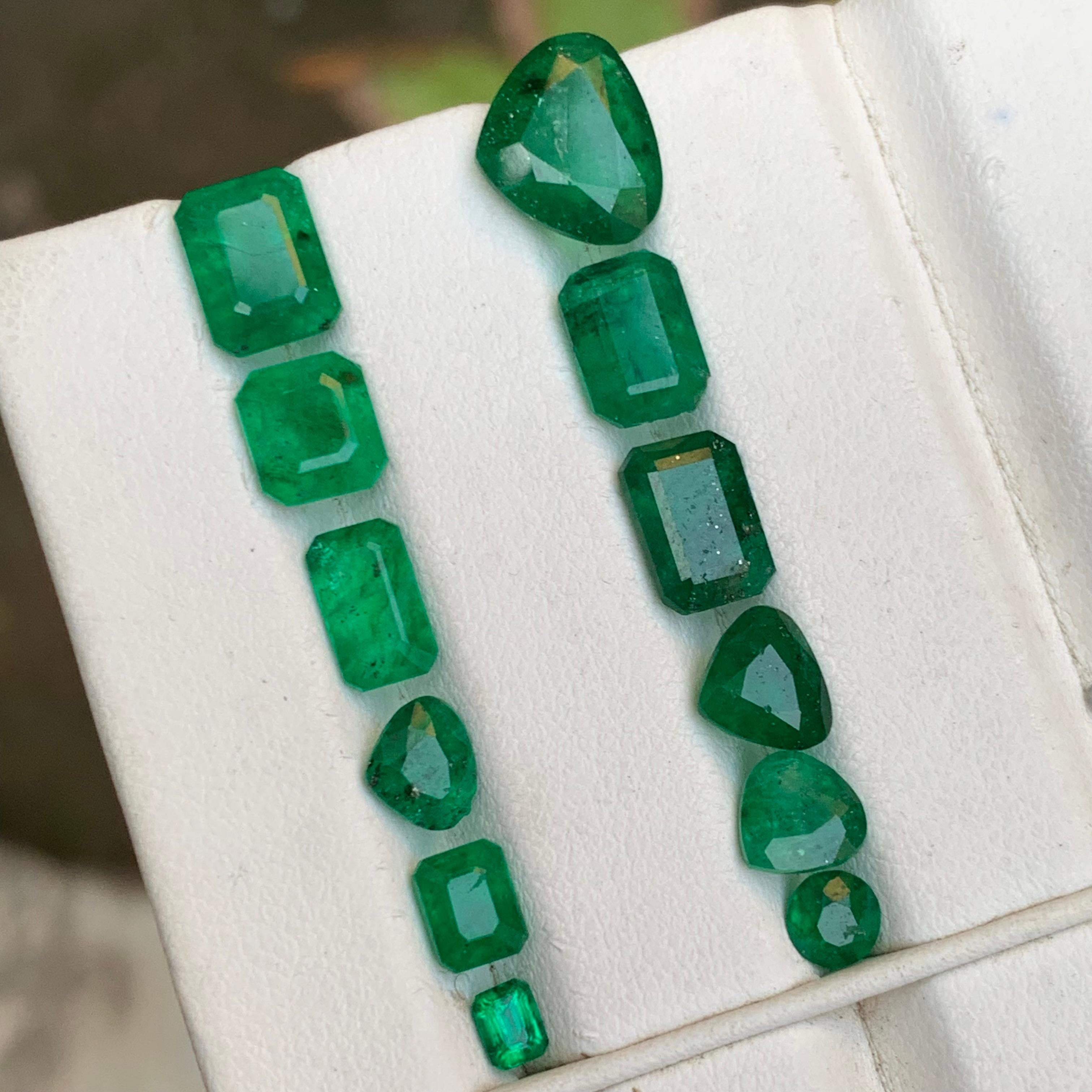 Esmeralda verde viva 14.25 ct Lote de piedras sueltas naturales tamaño joya de Swat en venta 5