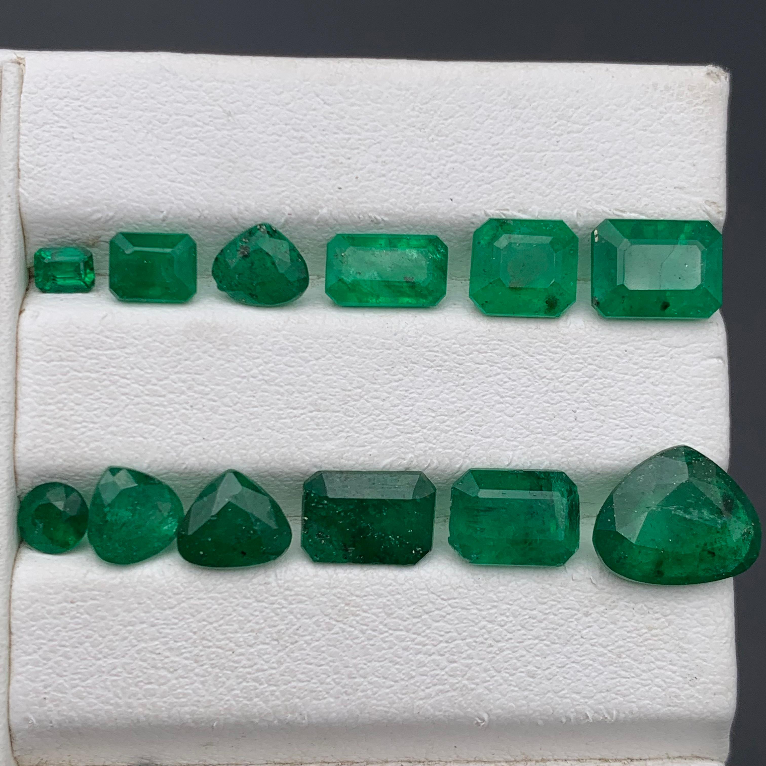 Esmeralda verde viva 14.25 ct Lote de piedras sueltas naturales tamaño joya de Swat en venta 6