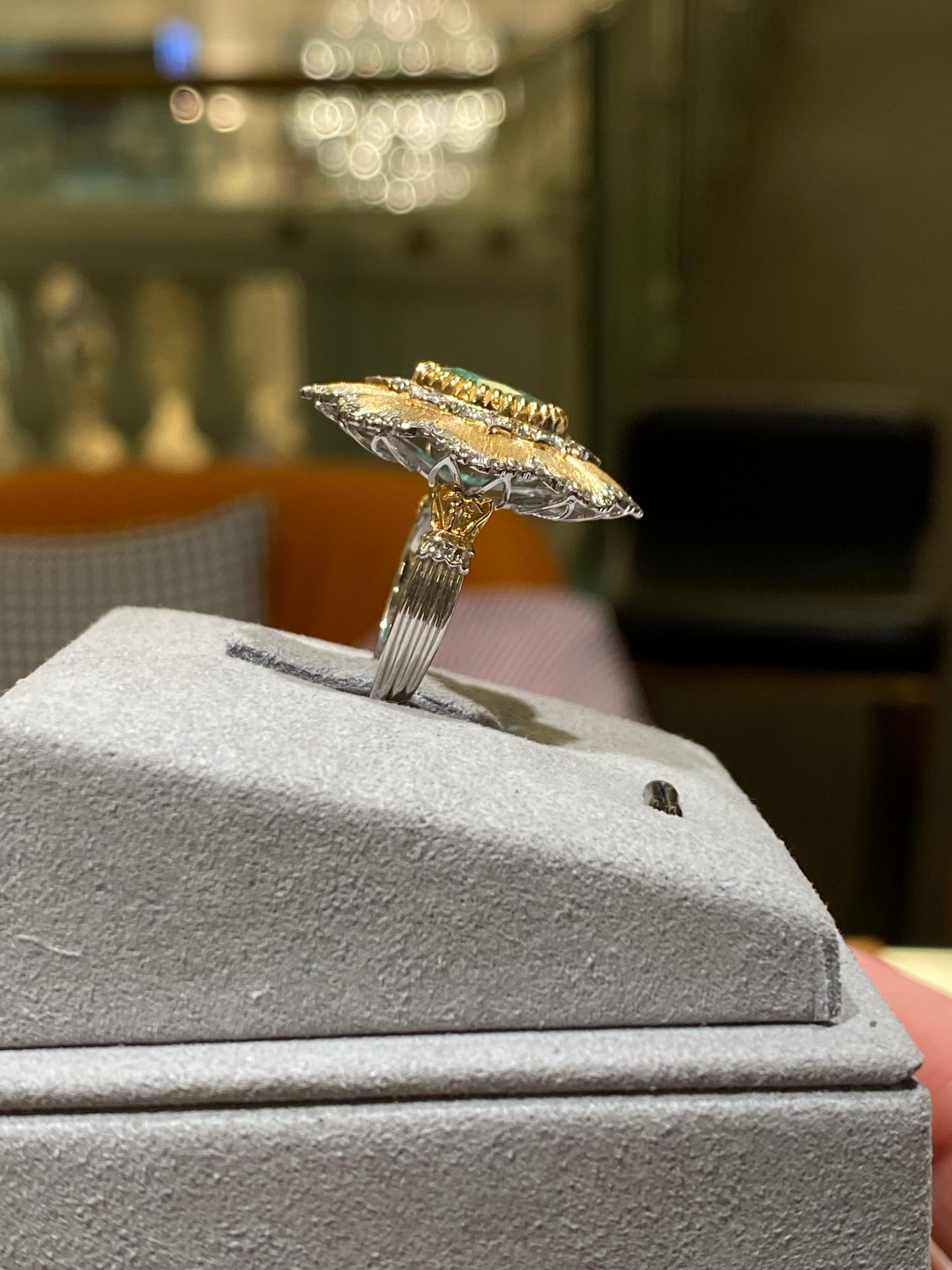 Emerald and Diamond Ring in 18K Yellow and White Gold In New Condition For Sale In Melbourne, AU