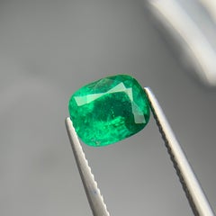 Vivid Green Emerald 2.55 Ct Certified Natural Gemstone Cushion Cut from Zambia
