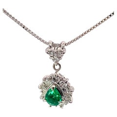 Collier d'émeraudes vertes brillantes 900 Platine 0,33 ct 0,54 ct Colombie