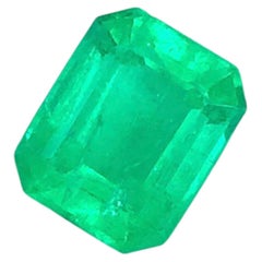 Vivid Green Natural Colombia Emerald 0.89 Ct Emerald Cut Loose Gemstone for Ring