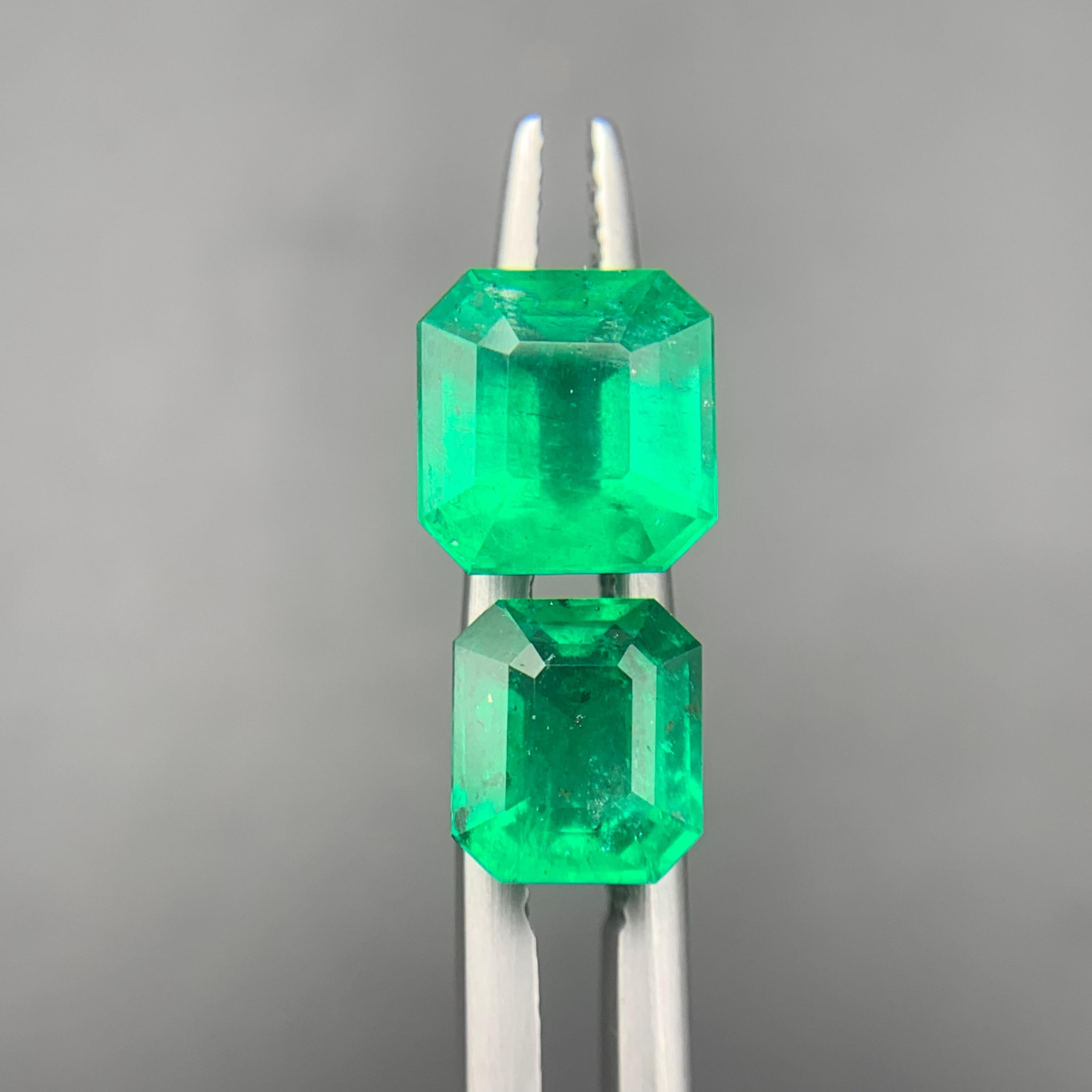 Lebendiger grüner natürlicher Smaragd 3.08 Ct Smaragdschliff Loser Edelstein für feinen Schmuck im Angebot 11