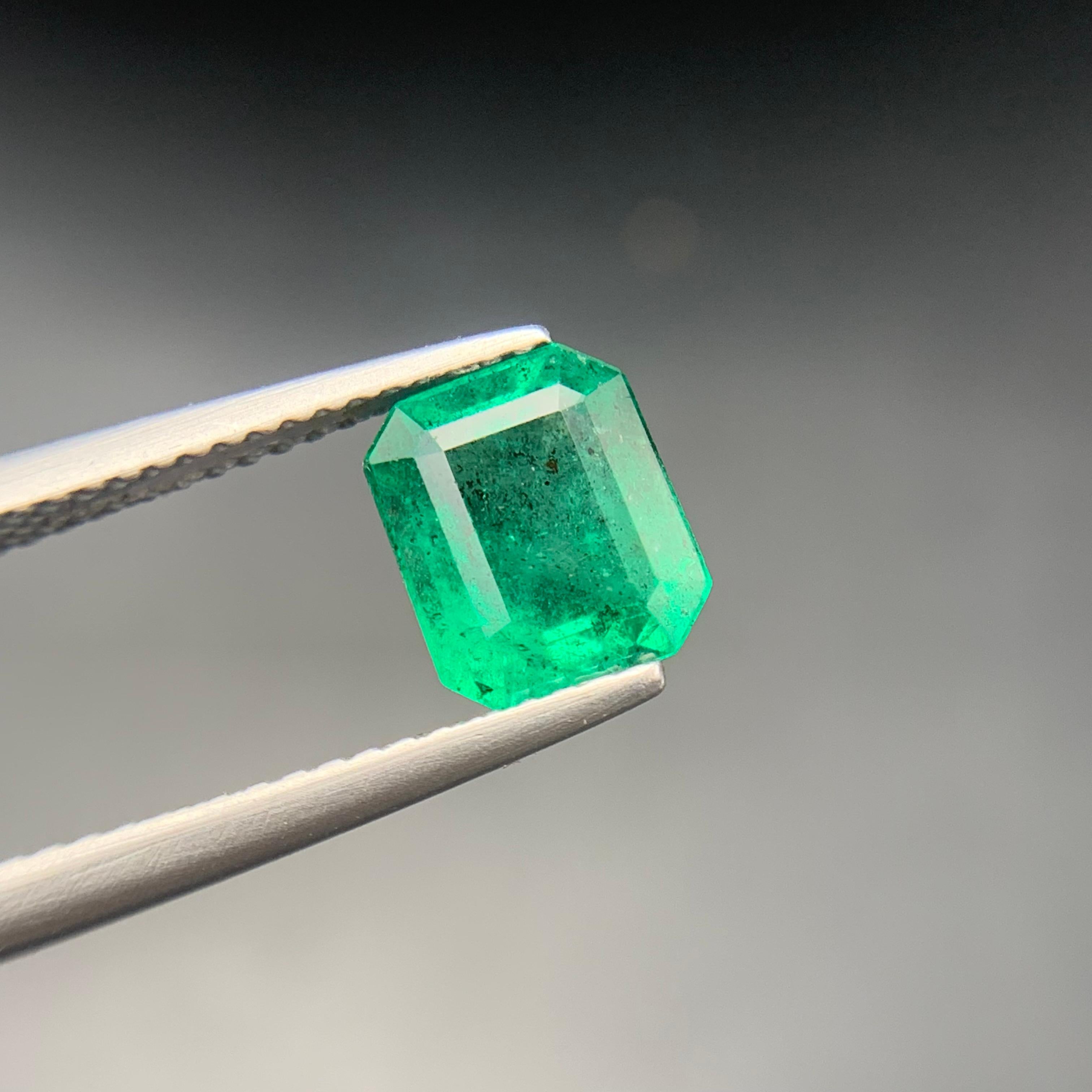 Vivid Green Natural Emerald Ring Pendant Loose Gemstone 1.85Ct Octagon Cut-Jewel For Sale 5