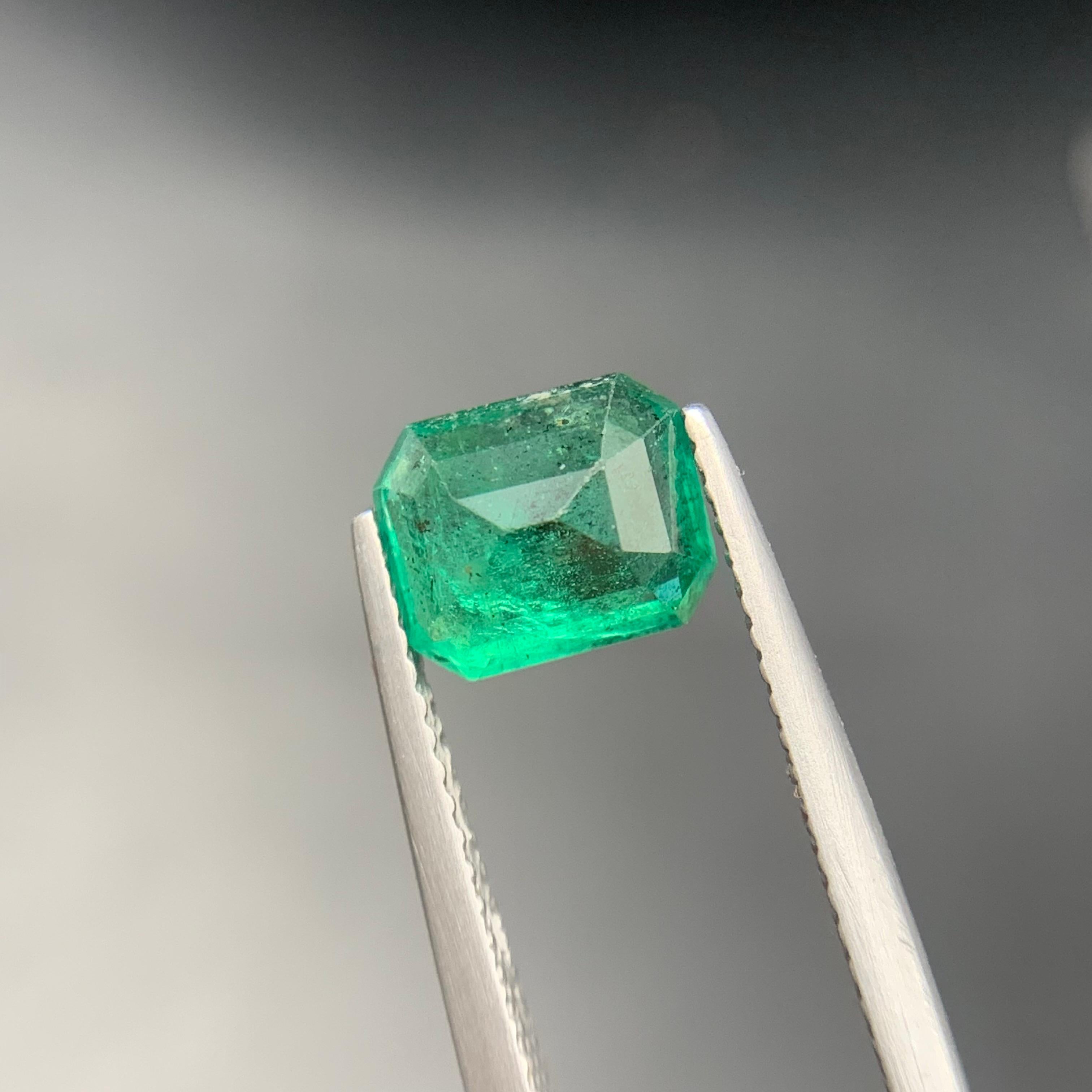 Vivid Green Natural Emerald Ring Pendant Loose Gemstone 1.85Ct Octagon Cut-Jewel For Sale 6