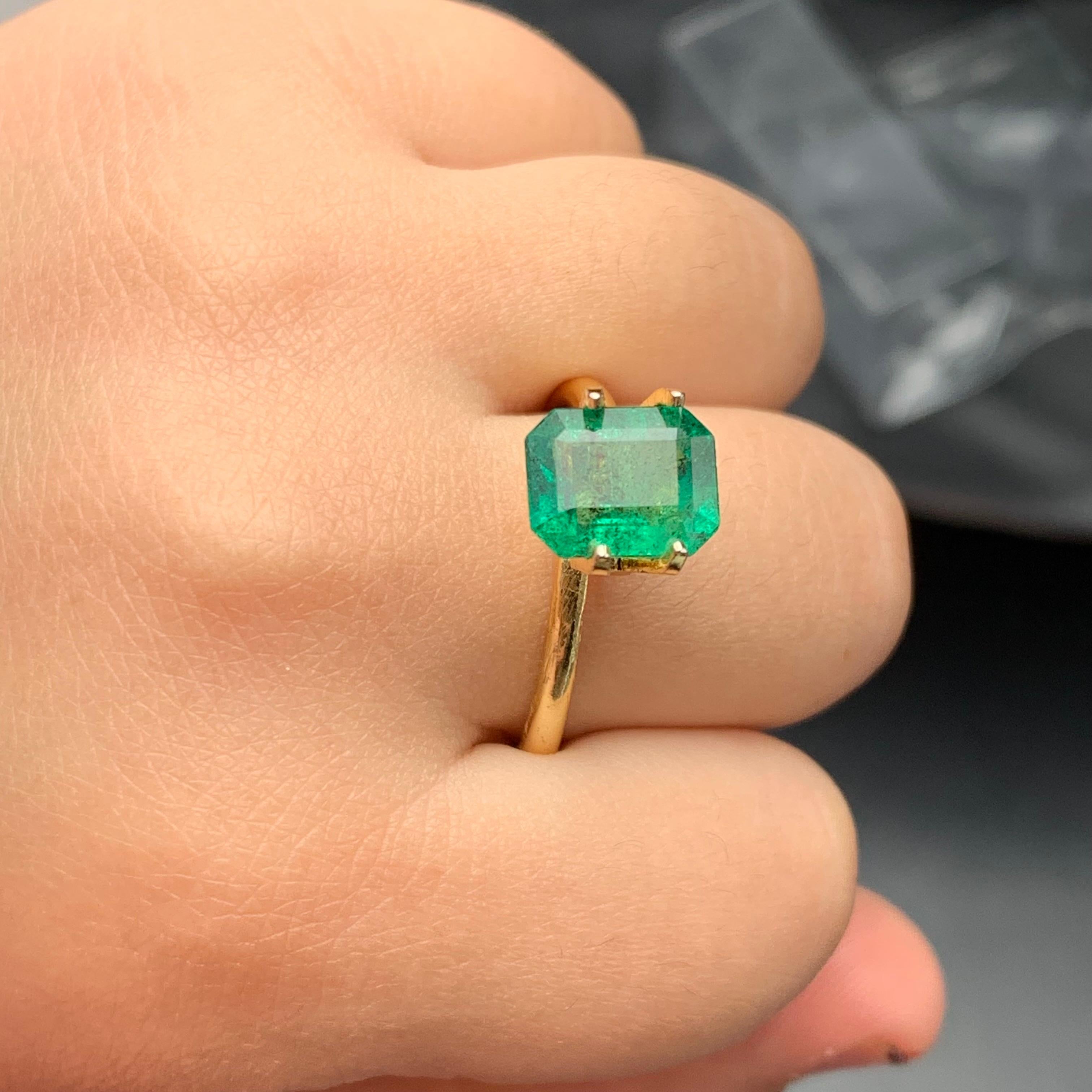 Vivid Green Natural Emerald Ring Pendant Loose Gemstone 1.85Ct Octagon Cut-Jewel For Sale 7