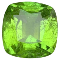 Vivid Green Natural Peridot 10.23 Carat Cushion Cut Loose Gemstone for Jewelry