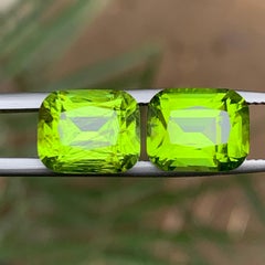 Vivid Green Natural Peridot 10.25Ct Cushion Cut Loose Gemstone Pair for Earrings