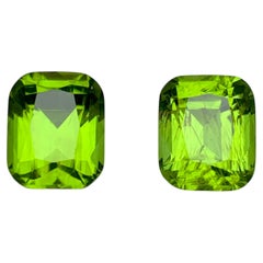 Vivid Green Natural Peridot 10.25Ct Cushion Cut Loose Gemstone Pair for Earrings