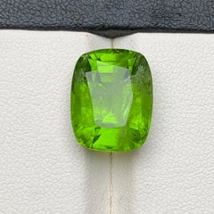 Vivid Green Natural Peridot 11.08 Carat Cushion Cut Loose Gemstone for Jewelry