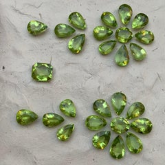 Vivid Green Natural Peridot 32.97 Ct Pear Cut Loose Gemstones Parcel for Jewelry